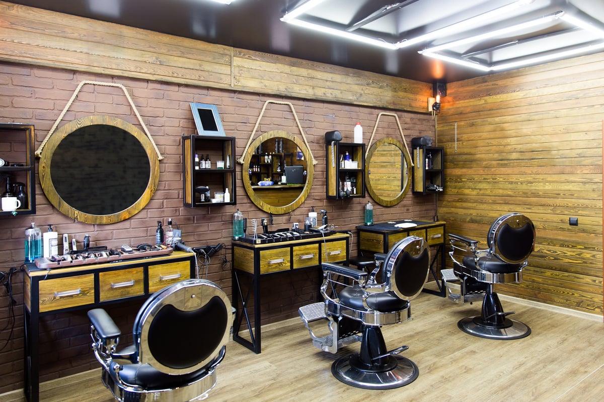 Barbershop working place interior. Stylish hairdressing salon interior