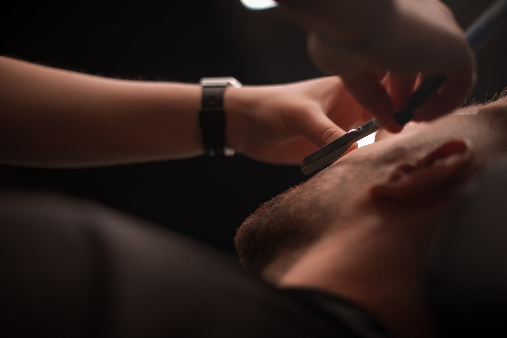 Professional barber at work